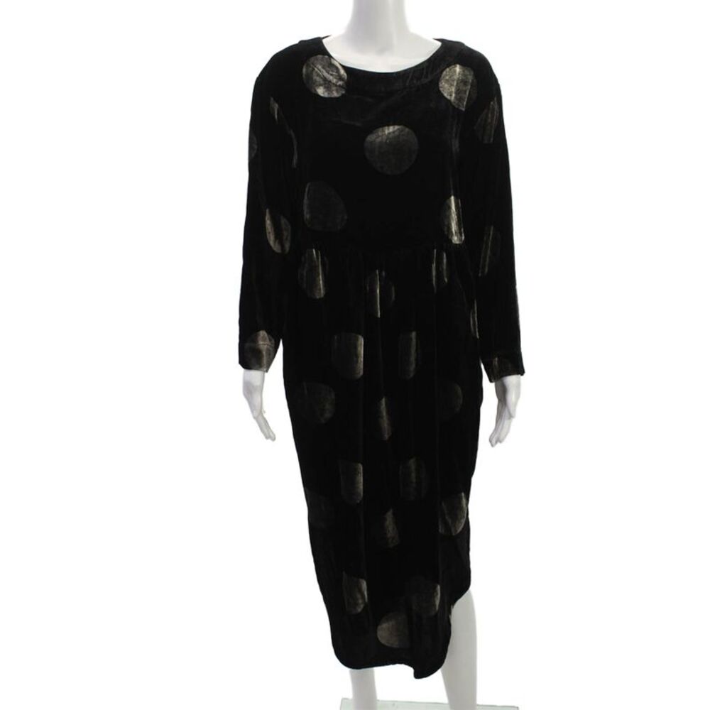 Bitte Kai Rand Women Shift Dress Polka Dot Black Long Sleeve Size S